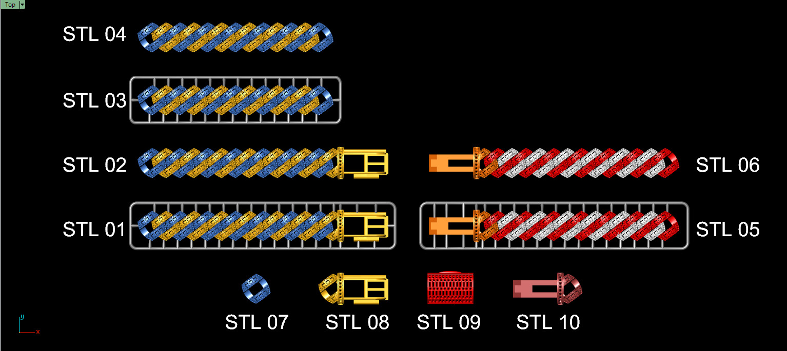 14mm BAGUETTE CUBAN LINK CHAIN FOR BRACELETS OR NECKLACE 3D print model_15