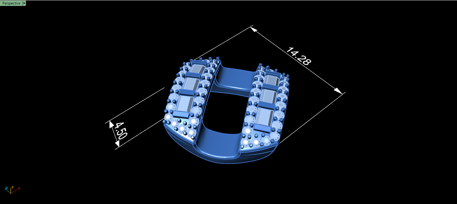 14mm BAGUETTE CUBAN LINK CHAIN FOR BRACELETS OR NECKLACE 3D print model_12