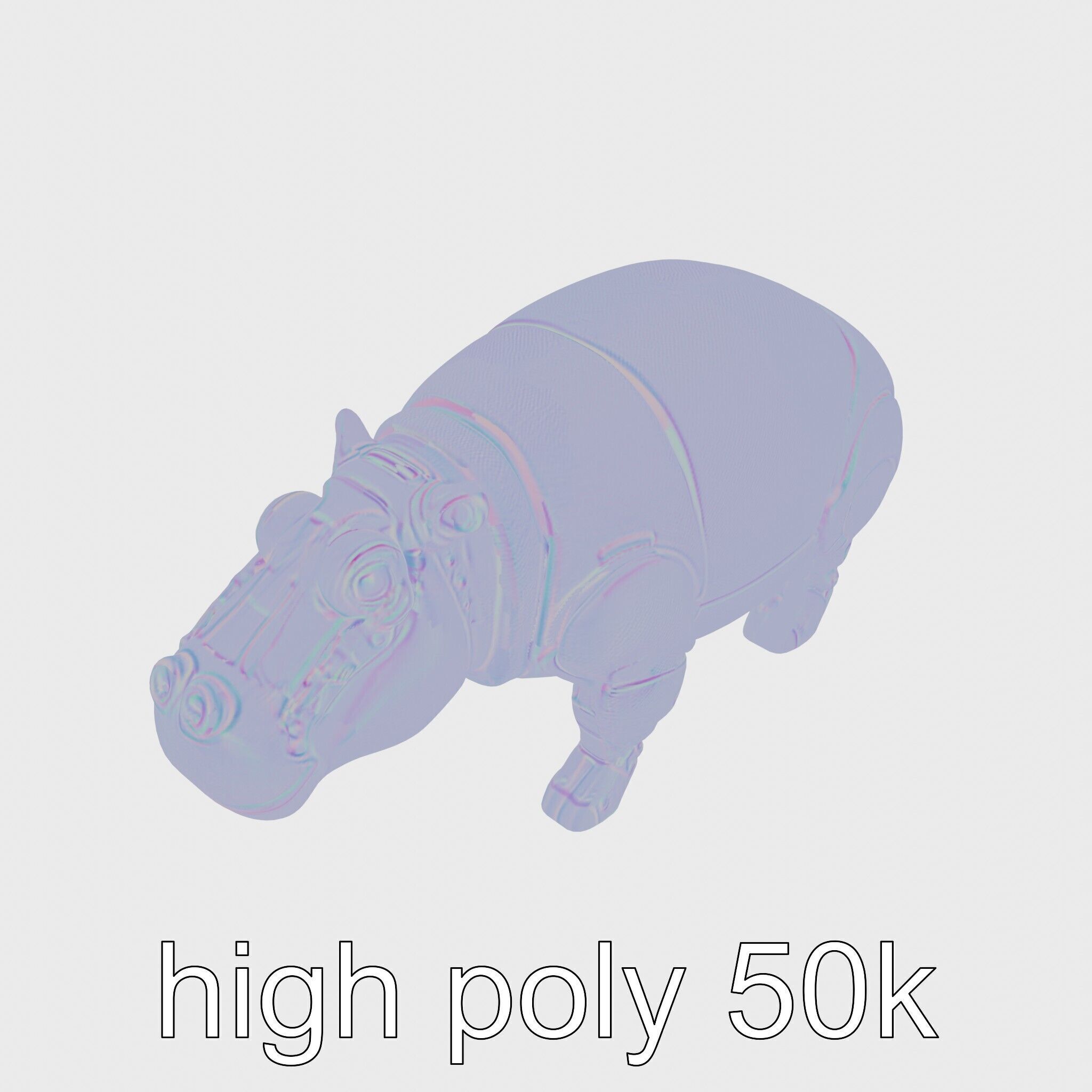 Carbon Fiber Robotic Hippopotamus with Water Filtration System Low-poly 3D model_16