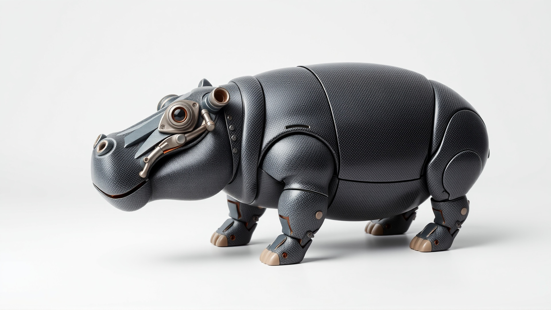 Carbon Fiber Robotic Hippopotamus with Water Filtration System Low-poly 3D model_6