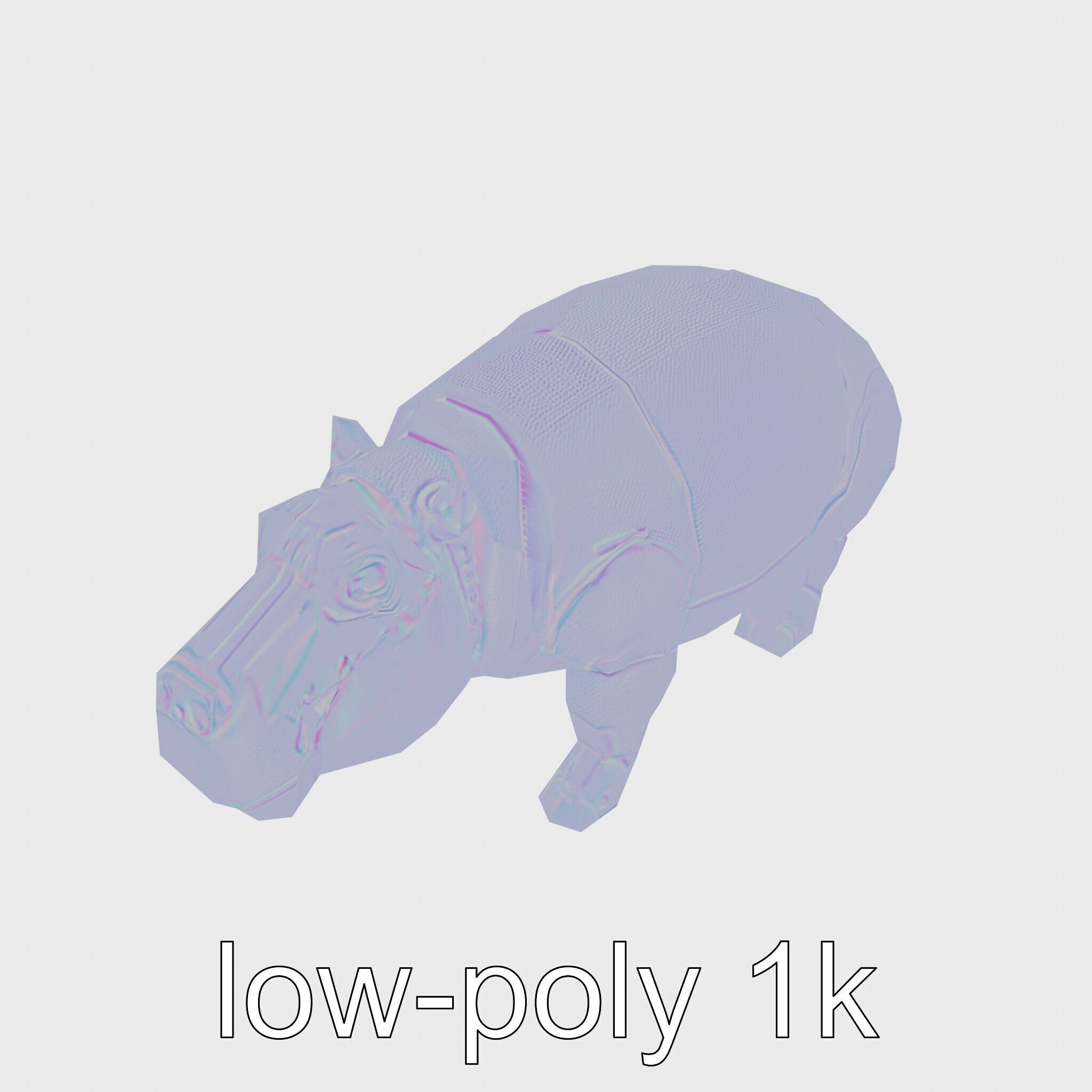 Carbon Fiber Robotic Hippopotamus with Water Filtration System Low-poly 3D model_14