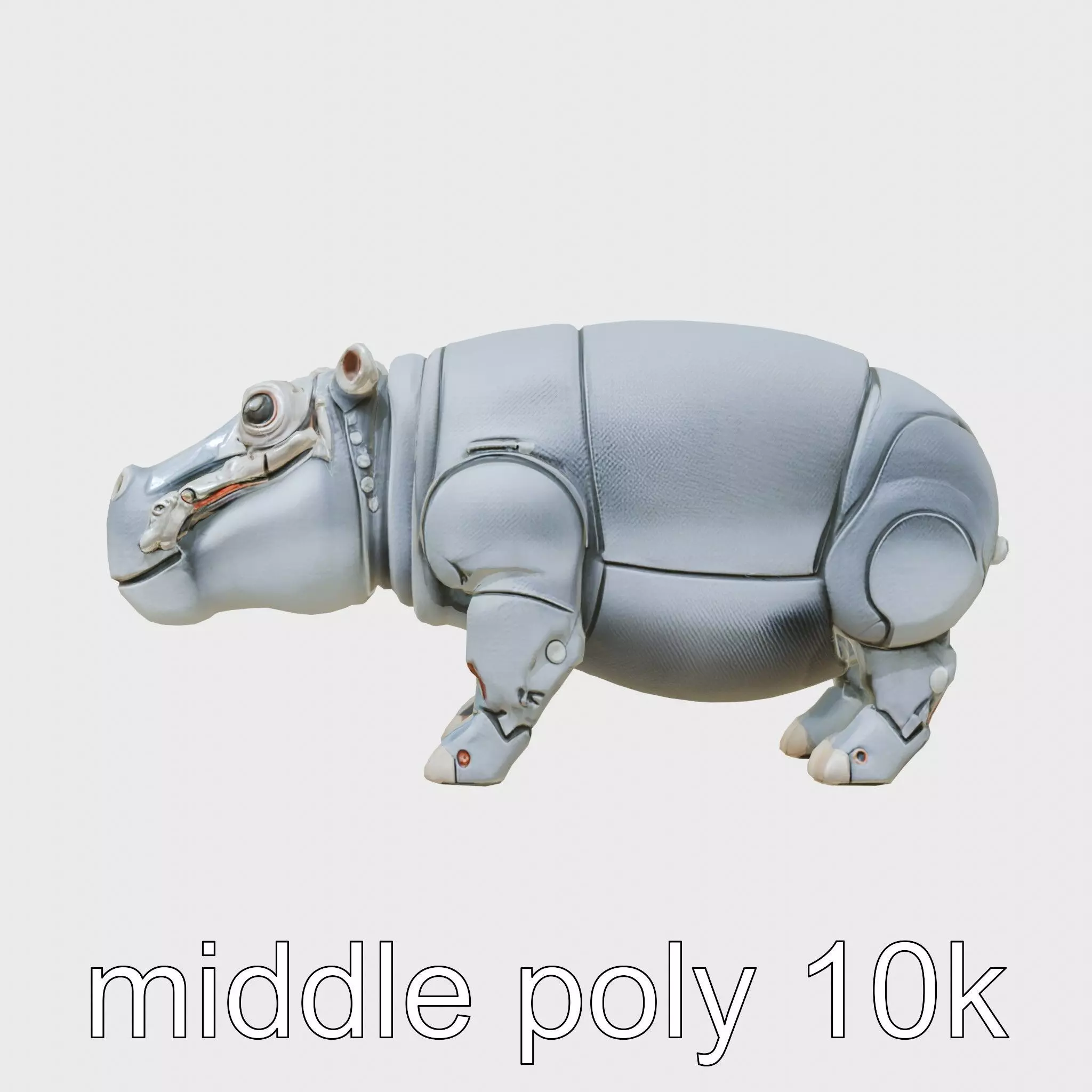 Carbon Fiber Robotic Hippopotamus with Water Filtration System Low-poly 3D model_0