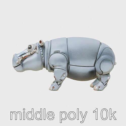 Carbon Fiber Robotic Hippopotamus with Water Filtration System Low-poly 3D model