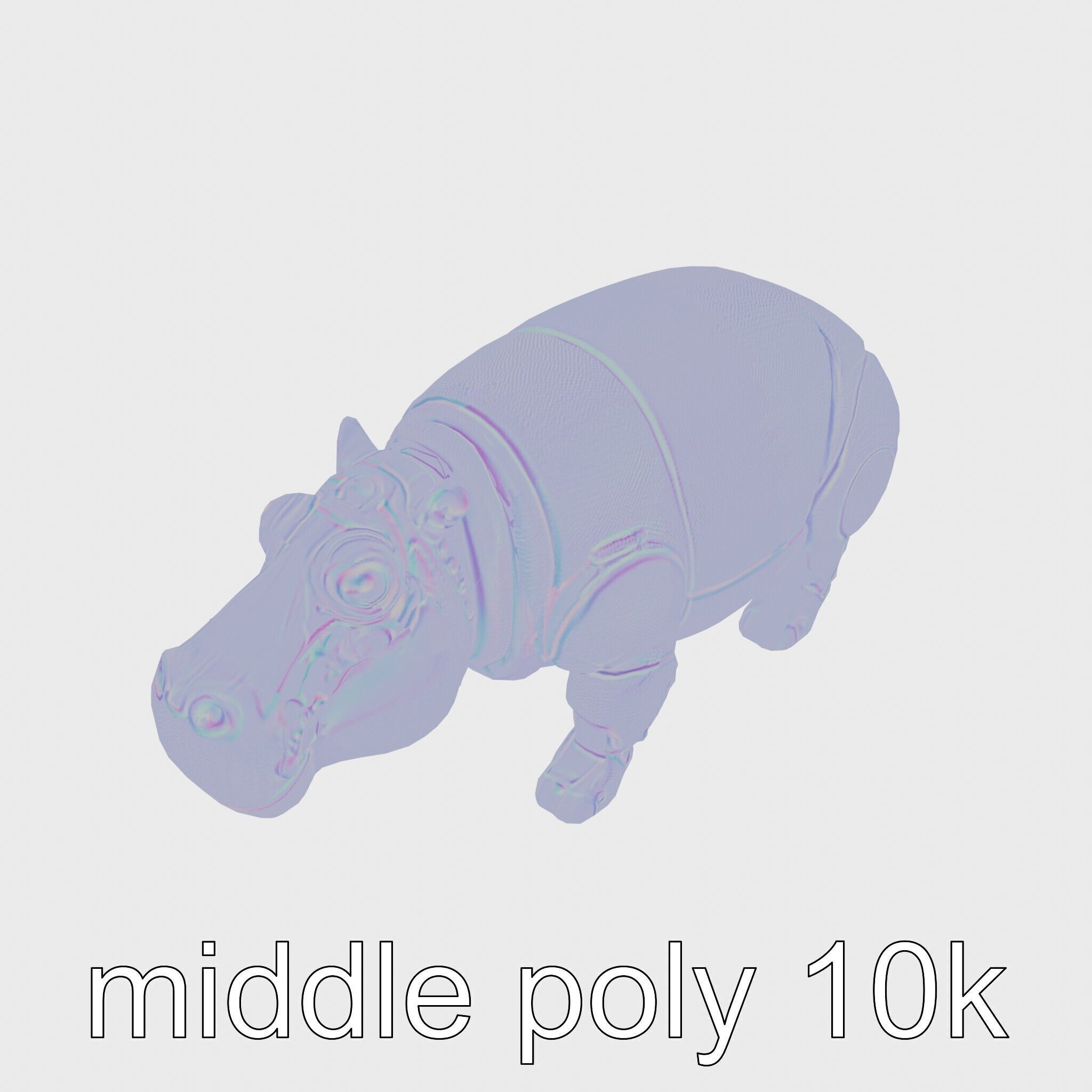 Carbon Fiber Robotic Hippopotamus with Water Filtration System Low-poly 3D model_18
