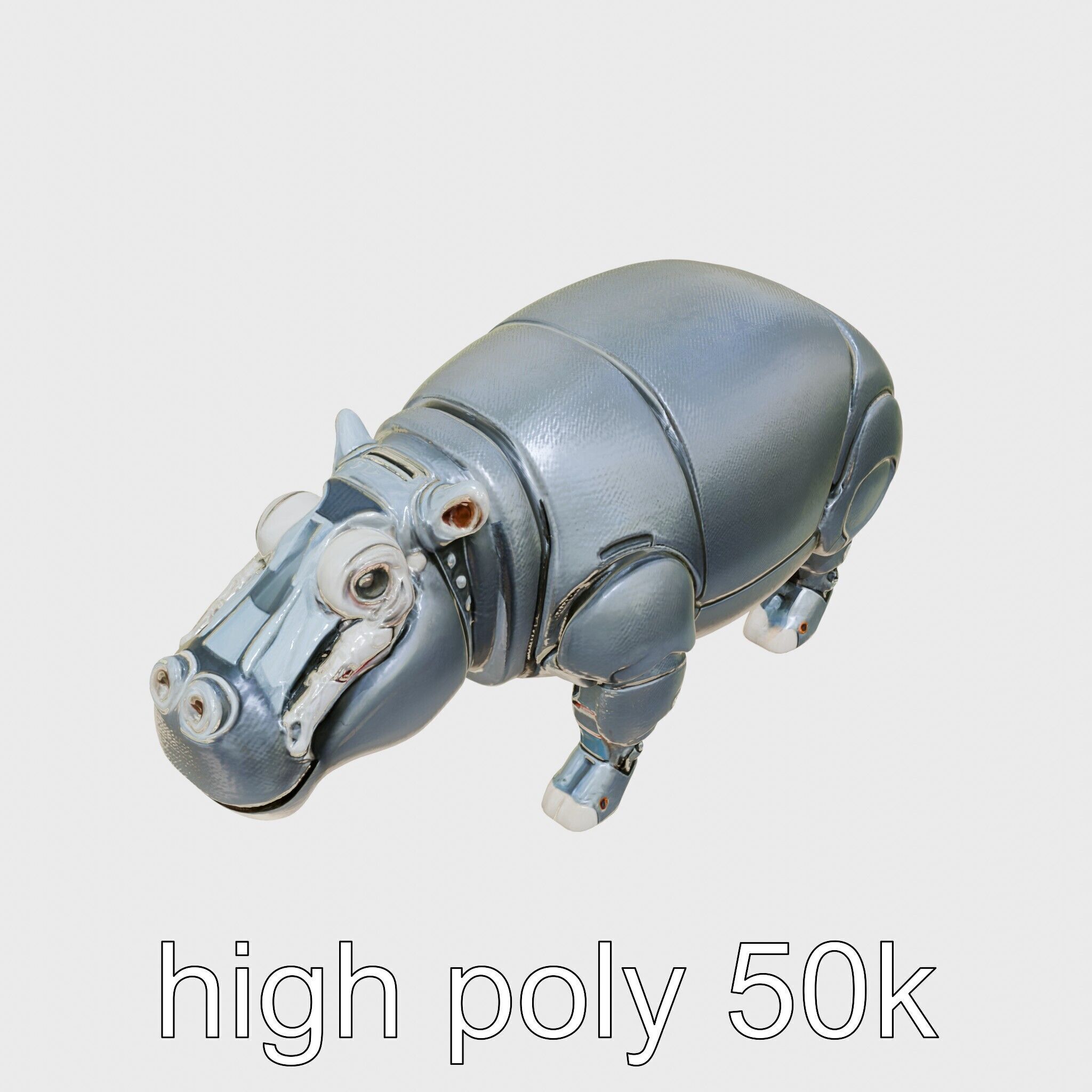 Carbon Fiber Robotic Hippopotamus with Water Filtration System Low-poly 3D model_11
