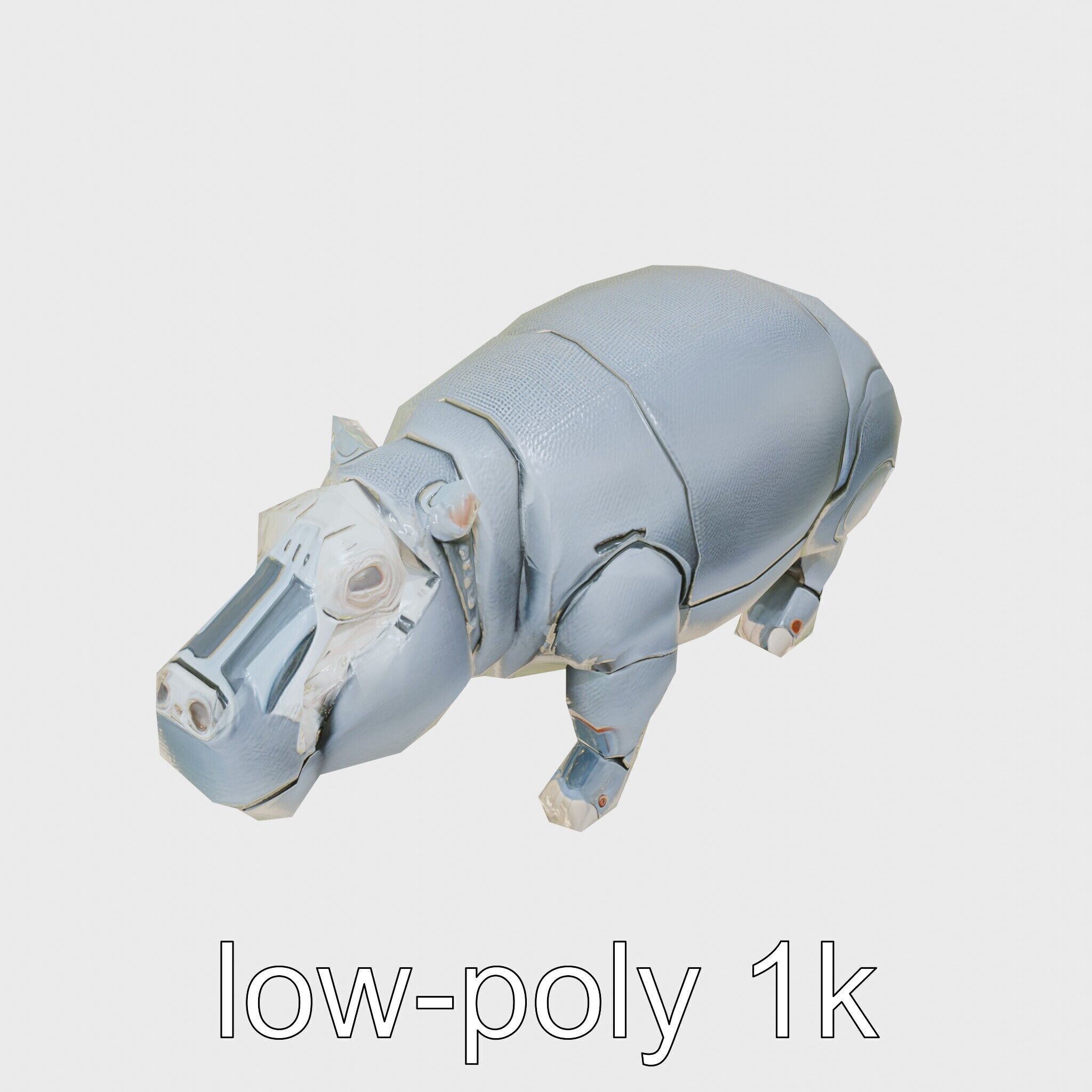 Carbon Fiber Robotic Hippopotamus with Water Filtration System Low-poly 3D model_13