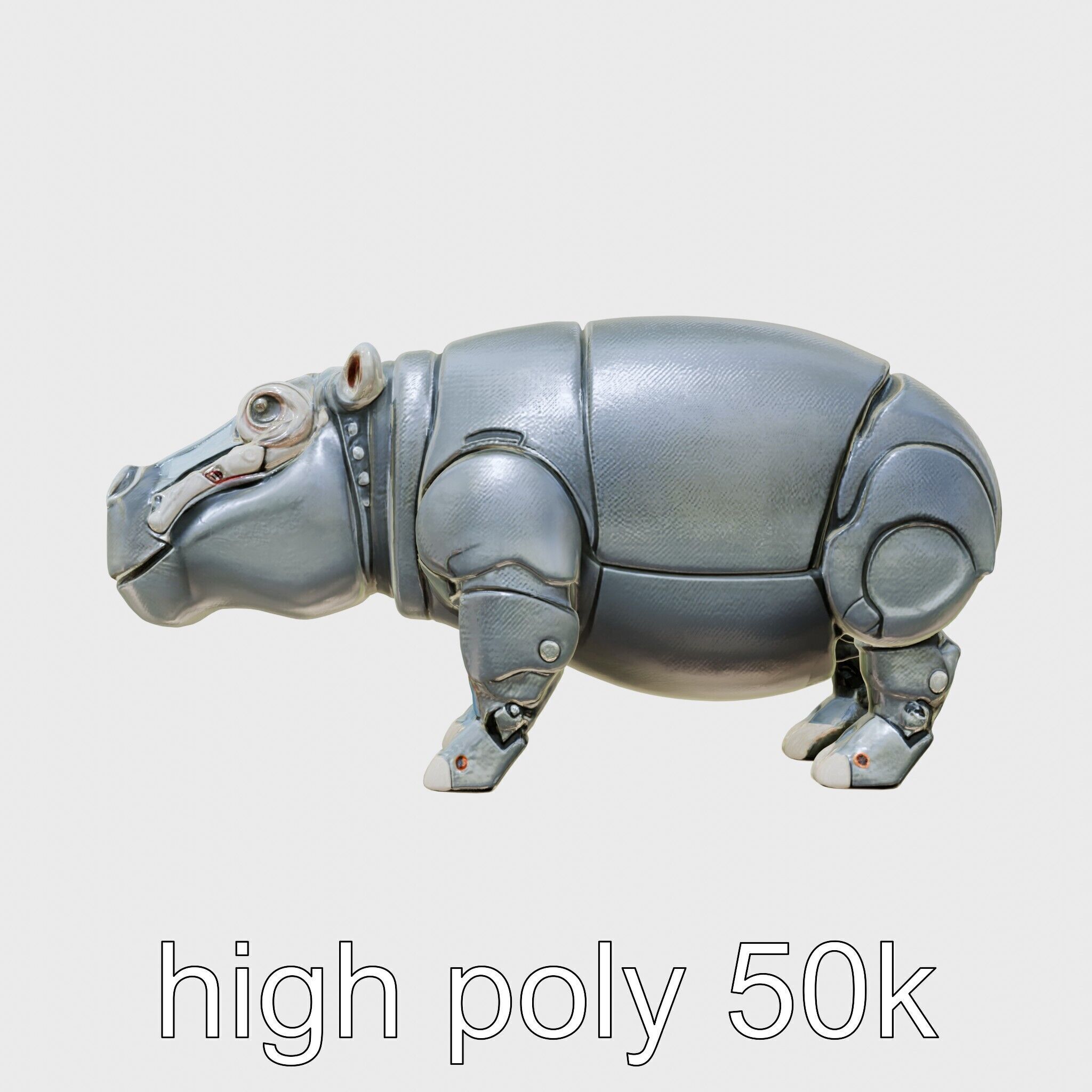 Carbon Fiber Robotic Hippopotamus with Water Filtration System Low-poly 3D model_29