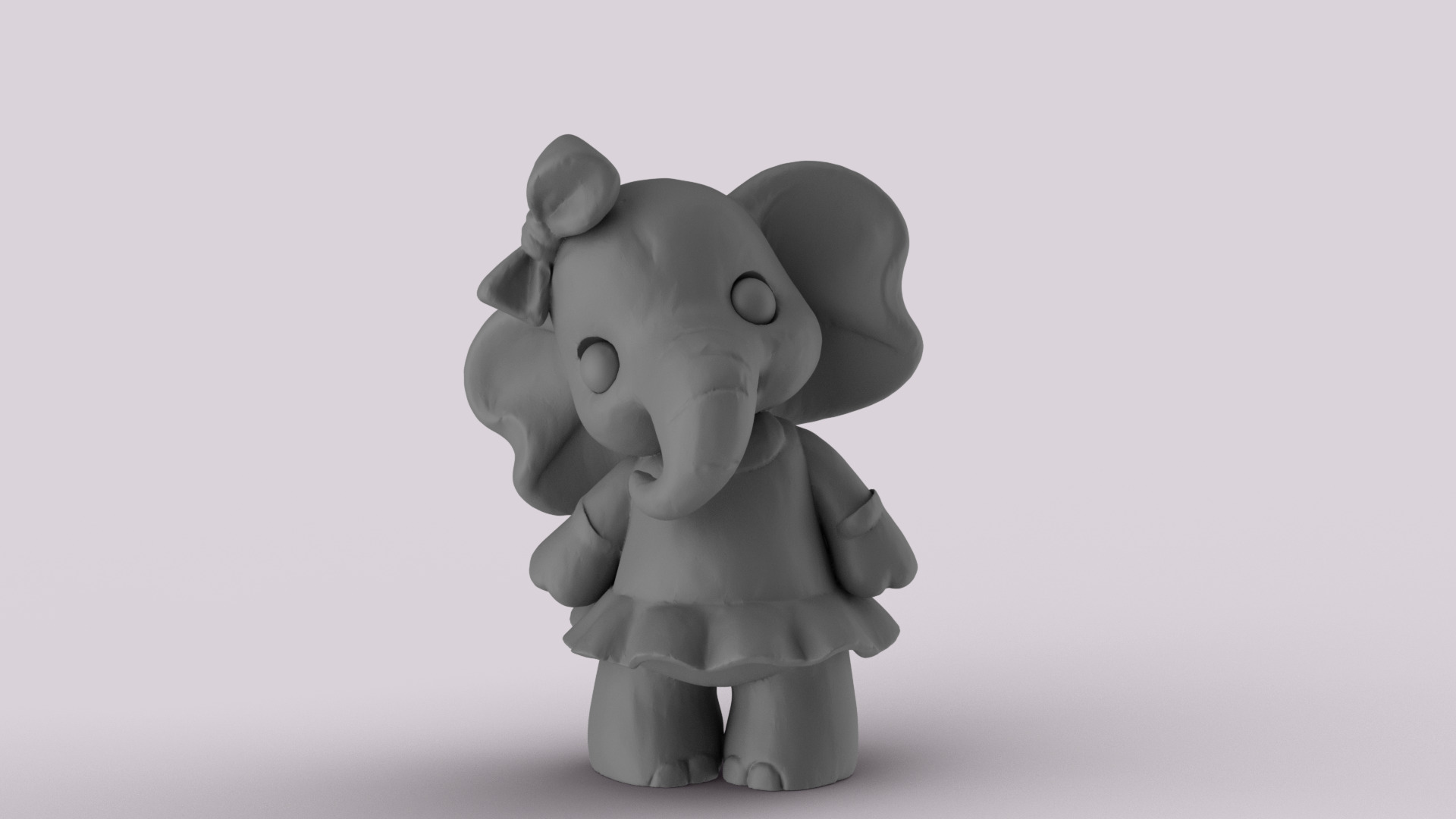 Cute Elephant Toy Sculpture 3D print model_2