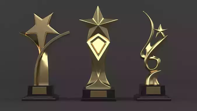 Gold Trophy Cups 3D model