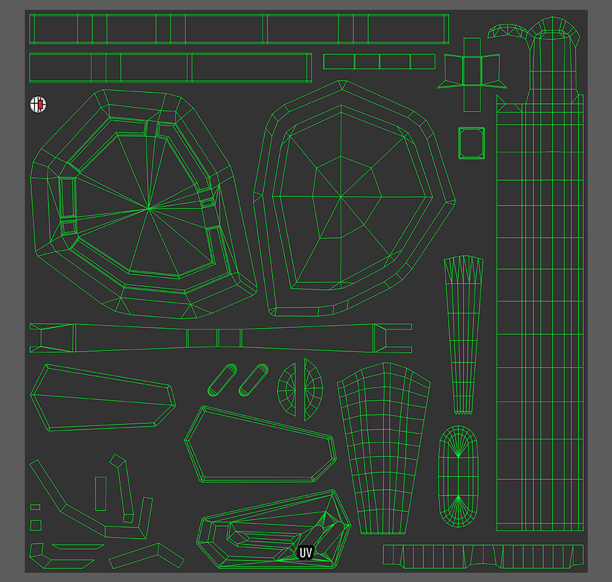 Intercom headset Low-poly 3D model_6