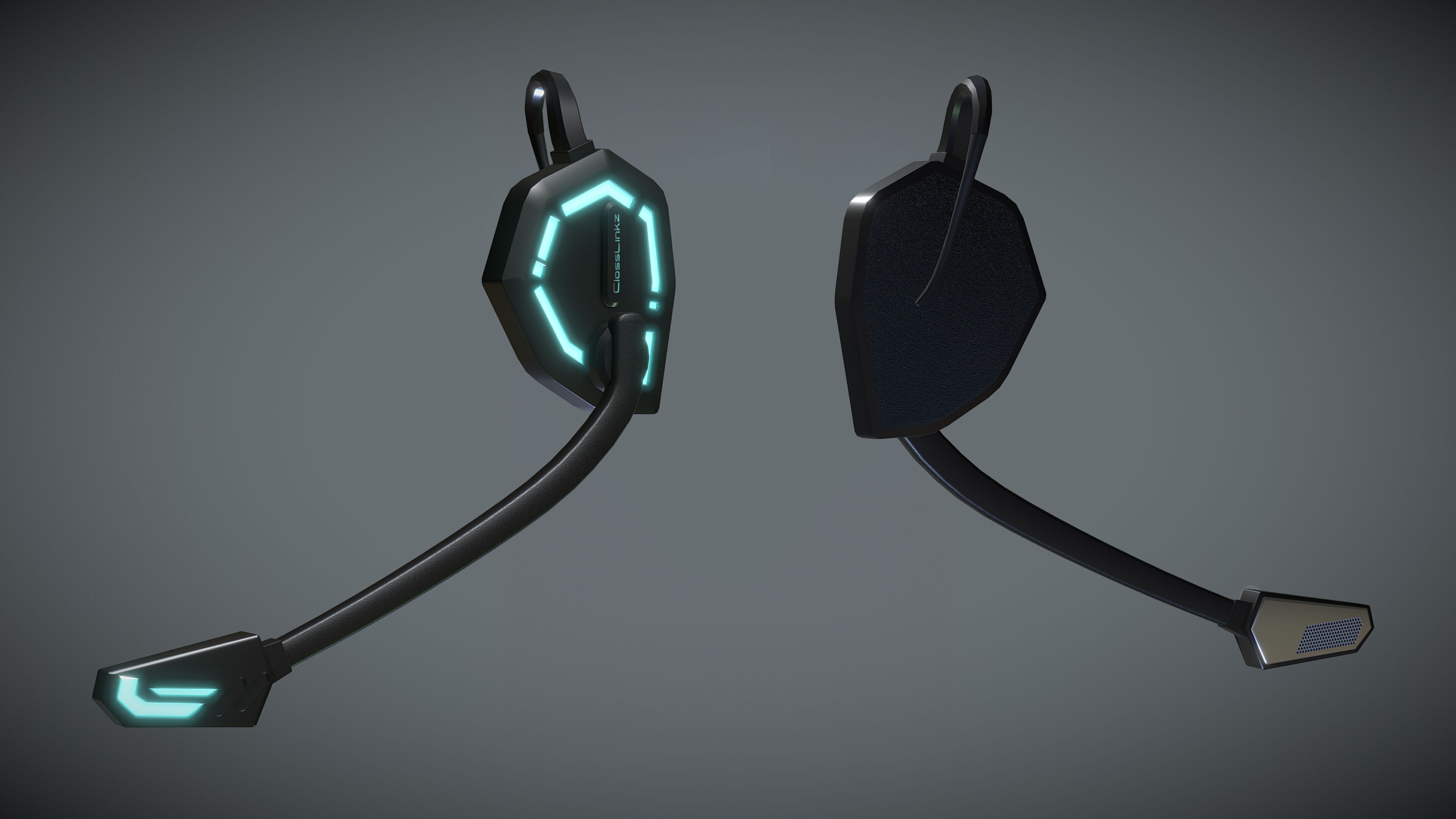 Intercom headset Low-poly 3D model_2