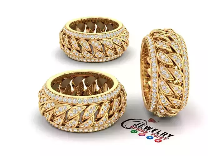 Custom Diamond Ring - Cuban Eternity Diamond Ring 3D print model