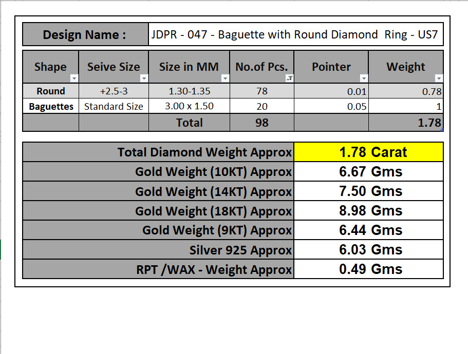 Custom Diamond Ring - Baguette with Round Diamond  Ring  3D print model_16