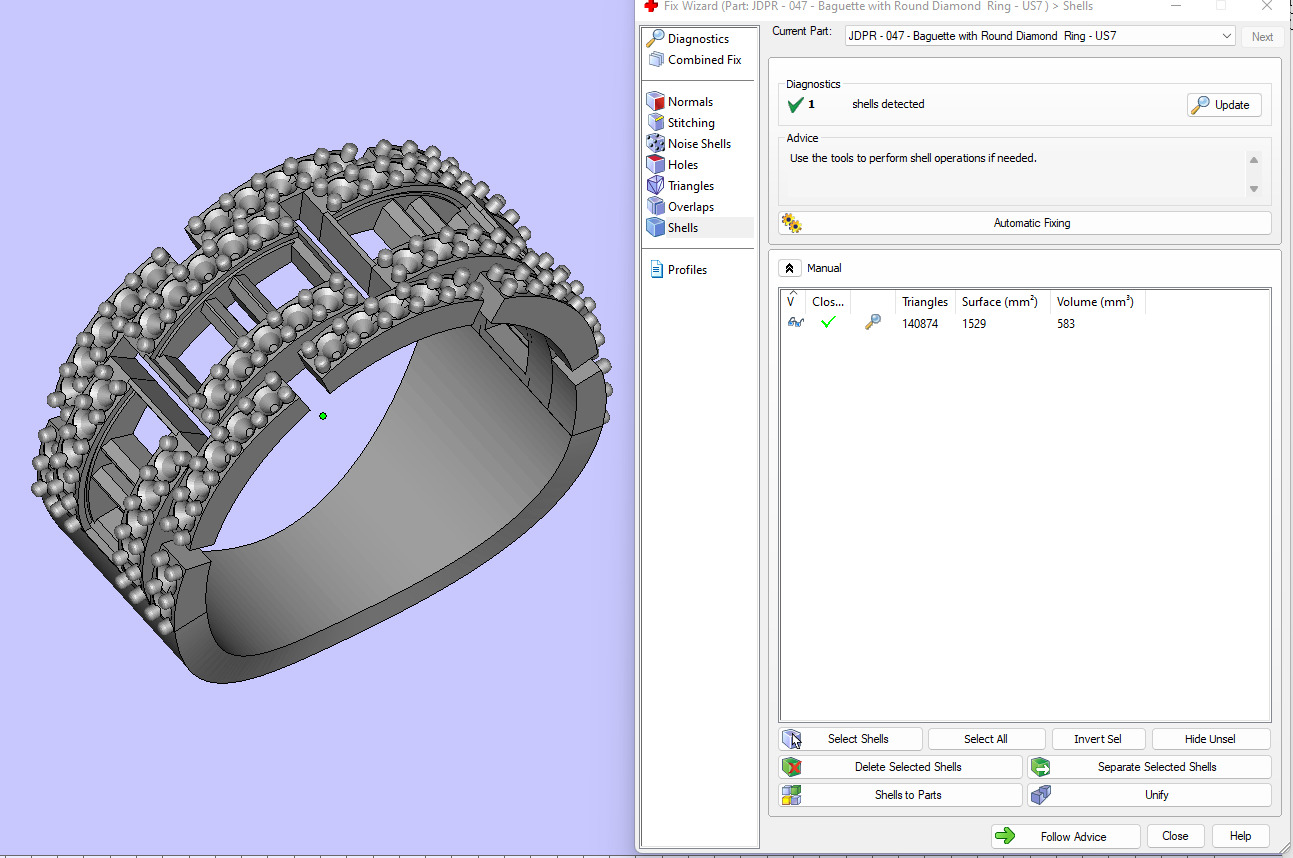 Custom Diamond Ring - Baguette with Round Diamond  Ring  3D print model_18