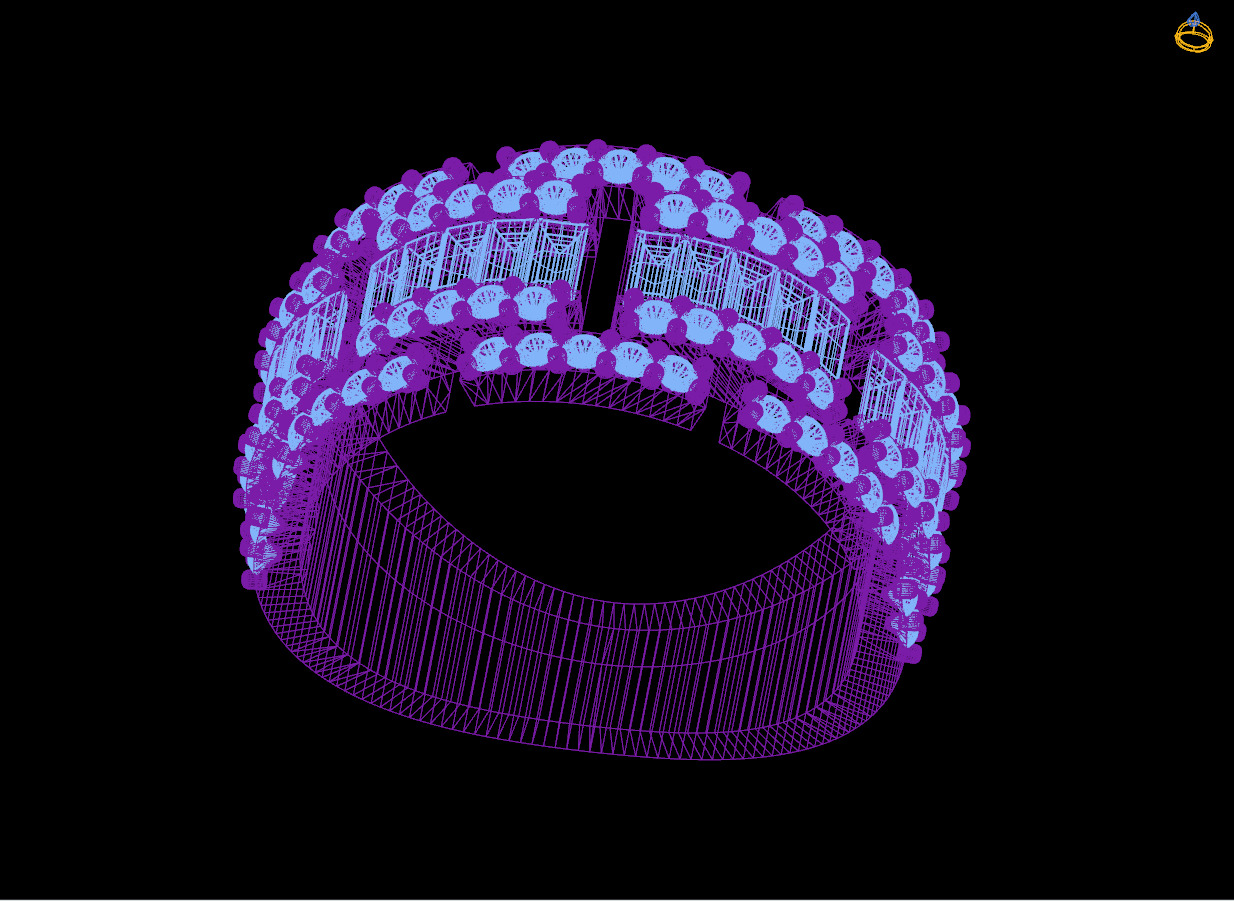 Custom Diamond Ring - Baguette with Round Diamond  Ring  3D print model_13