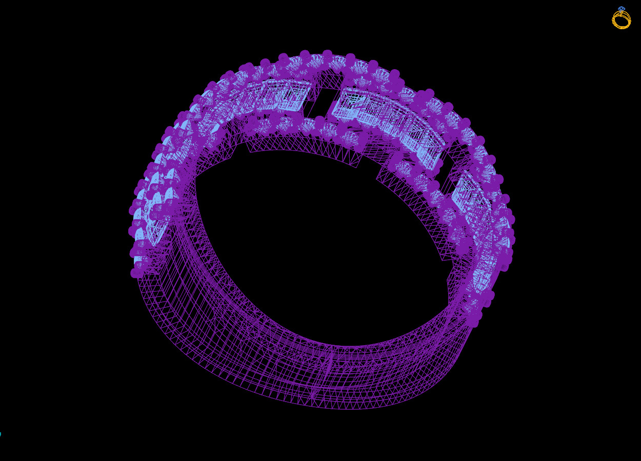 Custom Diamond Ring - Baguette with Round Diamond Ring 3D print model_13