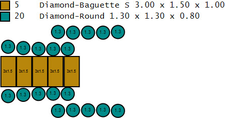 Custom Diamond Ring - Baguette with Round Diamond Ring 3D print model_17