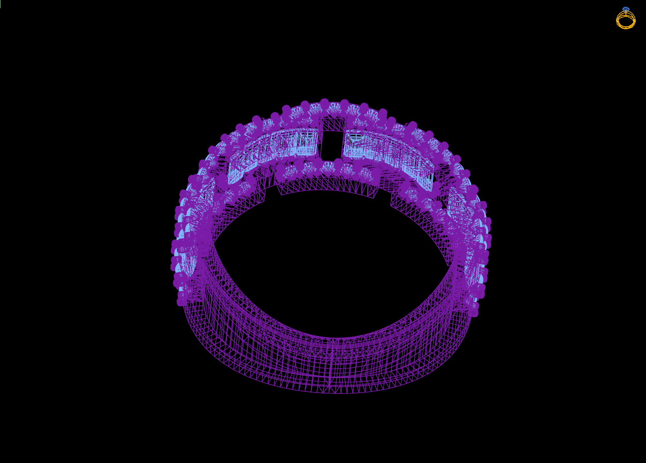 Custom Diamond Ring - Baguette with Round Diamond Ring 3D print model_15