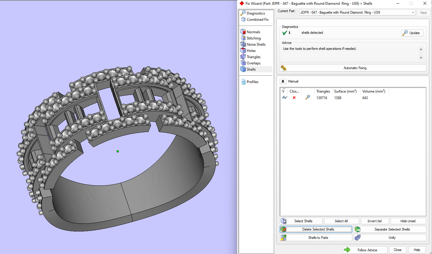 Custom Diamond Ring - Baguette with Round Diamond Ring 3D print model_18
