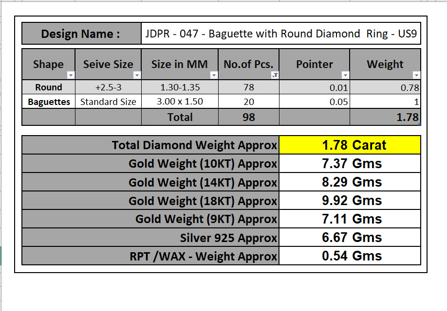 Custom Diamond Ring - Baguette with Round Diamond Ring 3D print model_16