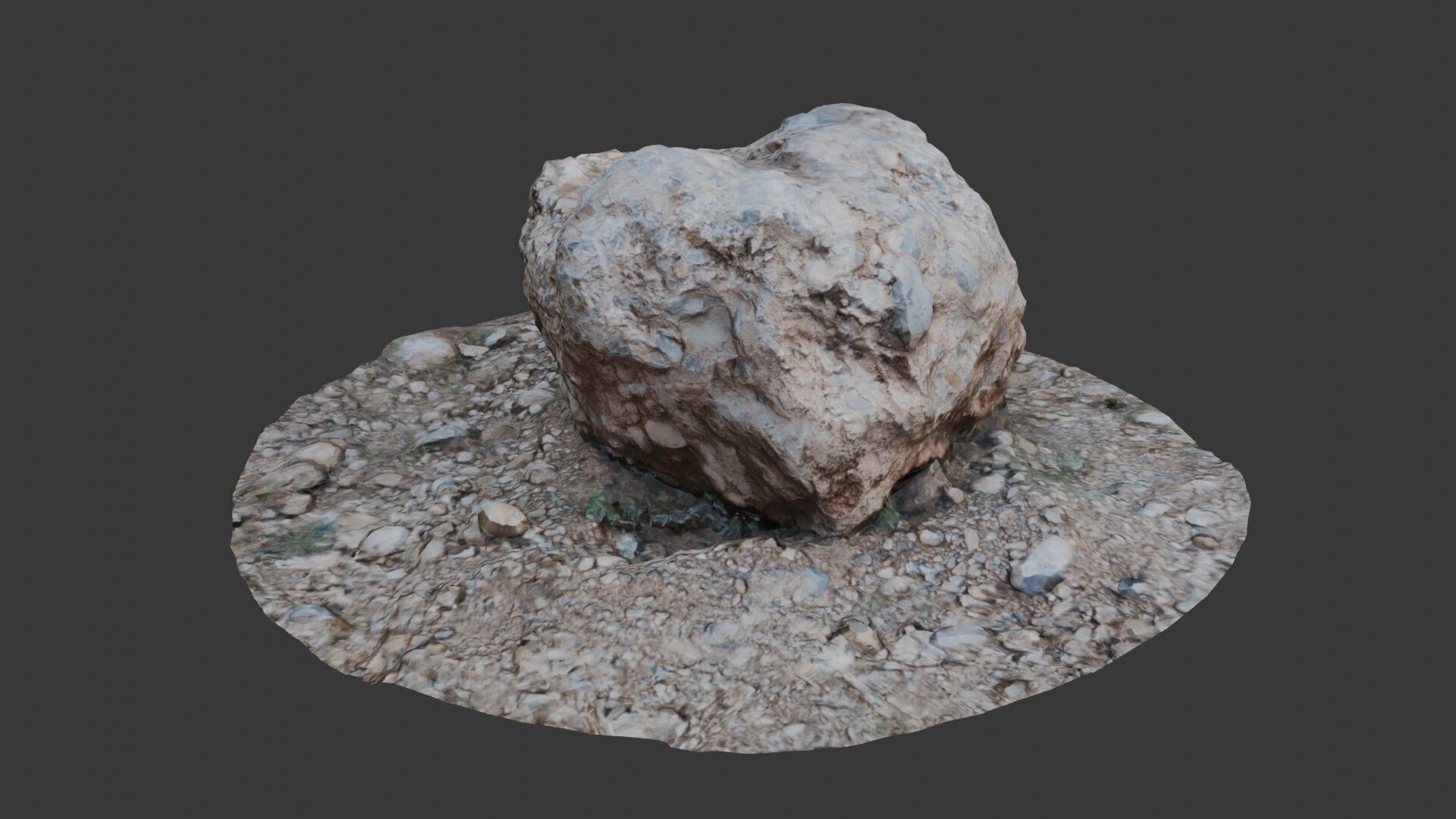 Realistic Scanned Rock with Ground Patch 3D Asset Low-poly 3D model_1