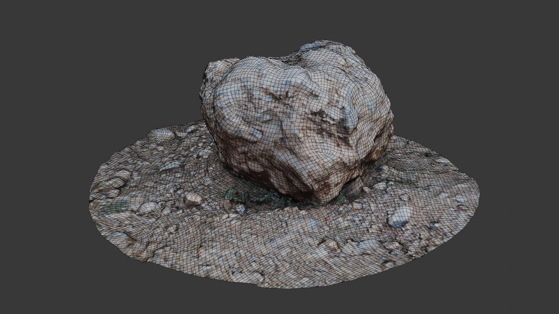 Realistic Scanned Rock with Ground Patch 3D Asset Low-poly 3D model_2