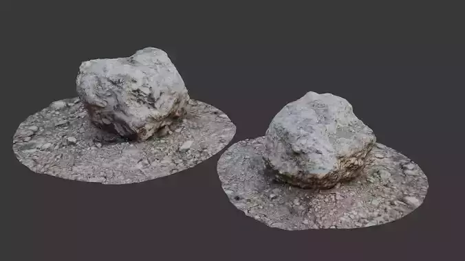 Realistic Scanned Rock with Ground Patch  3D Asset