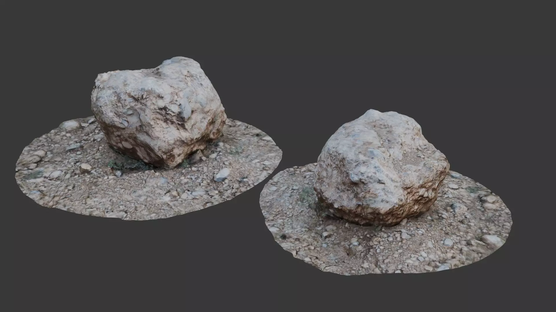 Realistic Scanned Rock with Ground Patch 3D Asset Low-poly 3D model_0