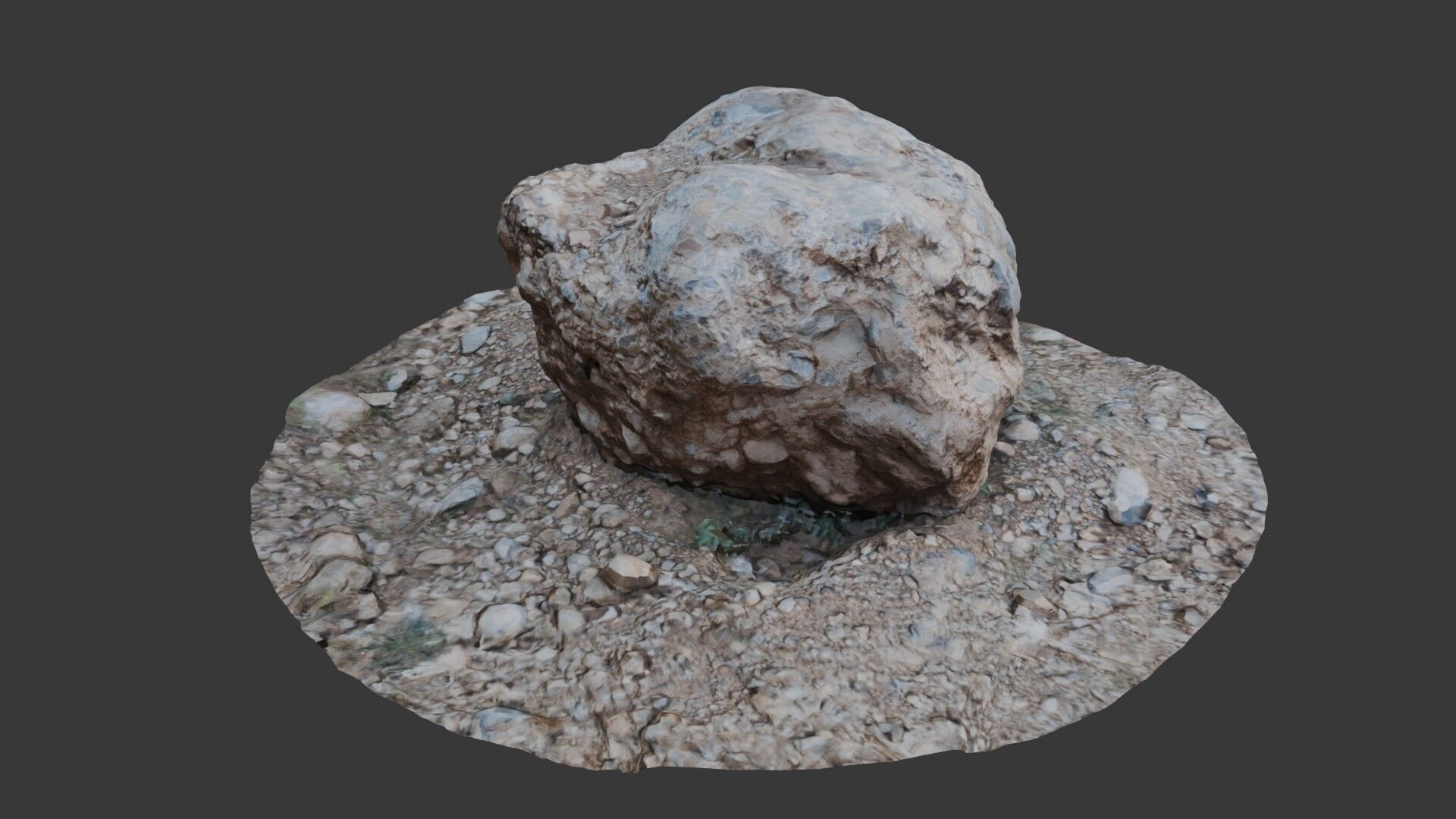 Realistic Scanned Rock with Ground Patch 3D Asset Low-poly 3D model_3