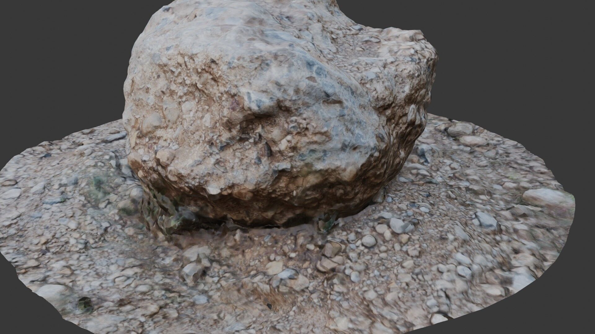 Realistic Scanned Rock with Ground Patch 3D Asset Low-poly 3D model_7