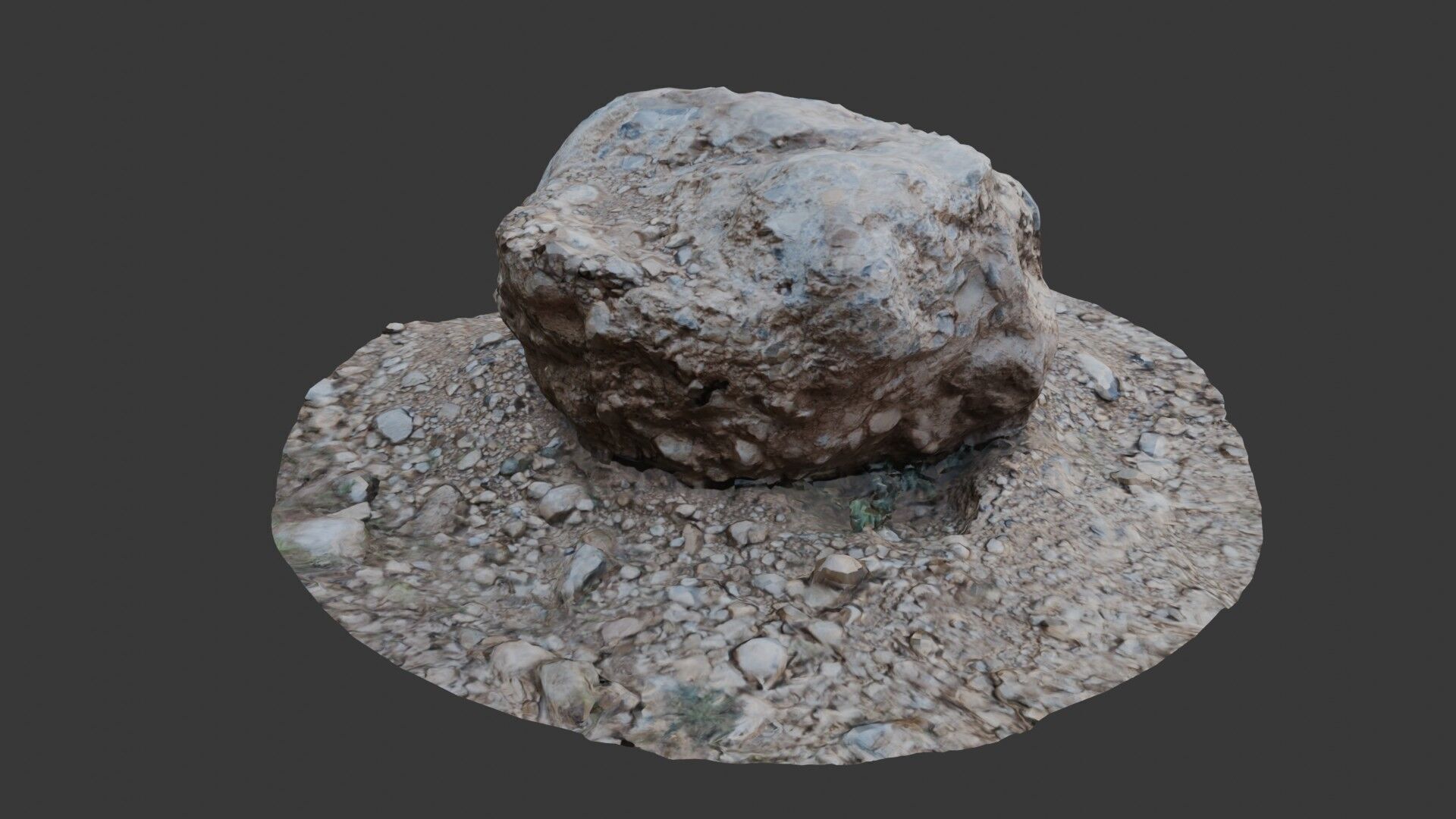 Realistic Scanned Rock with Ground Patch 3D Asset Low-poly 3D model_4