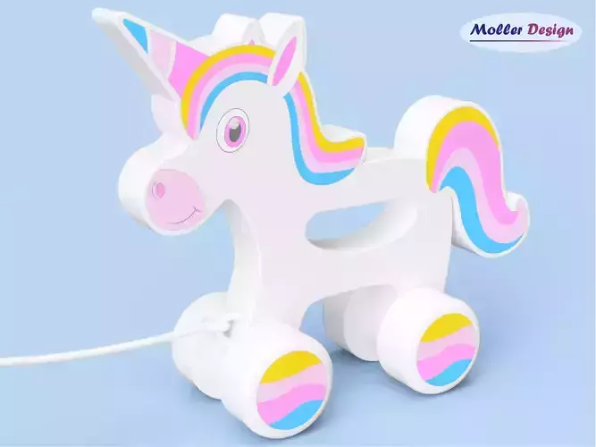 Unicorn pull along toy 3D print model