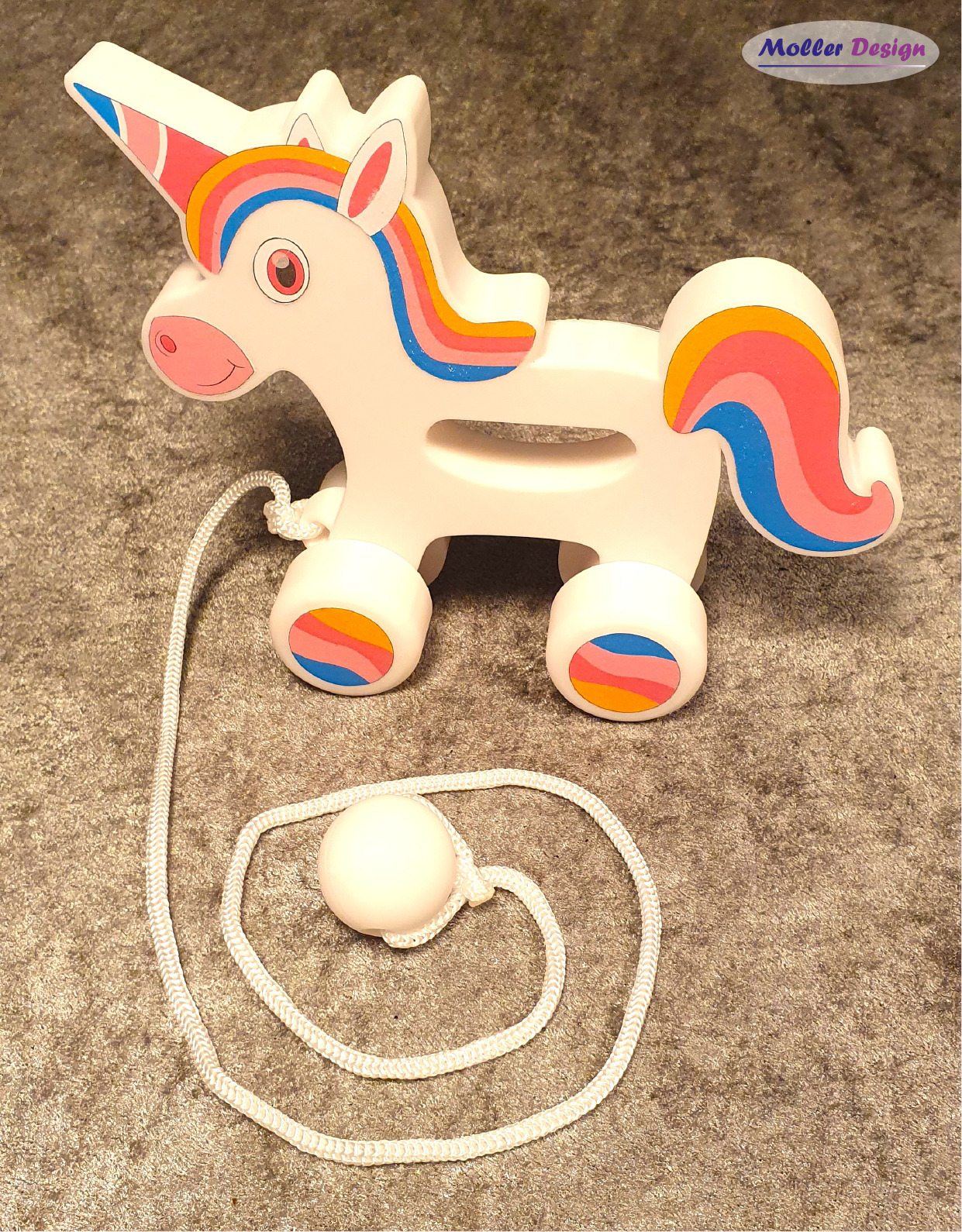 Unicorn pull along toy 3D print model_1