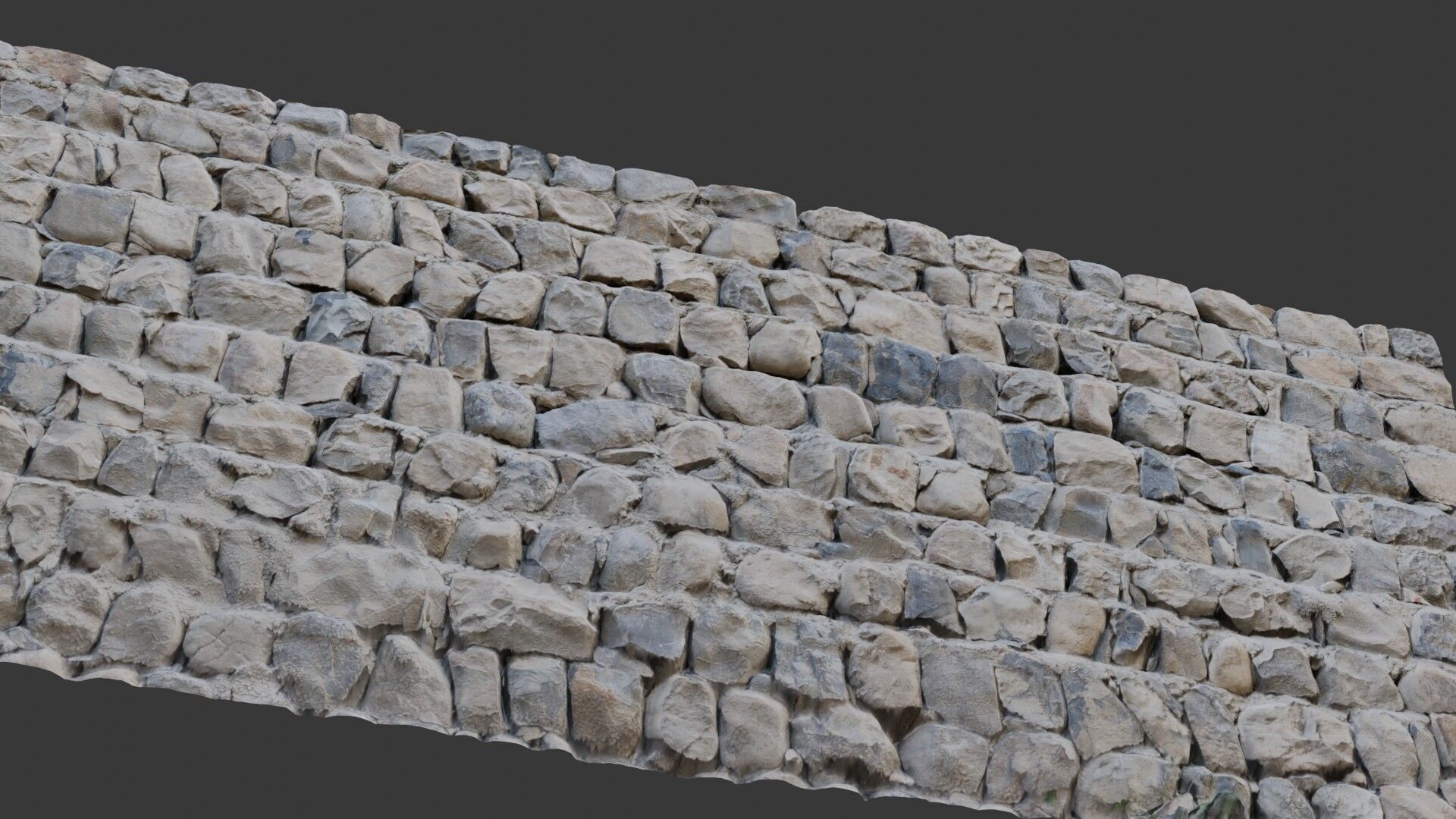 Realistic Stone Wall 3D Scanned PBR Texture Low-poly 3D model_6