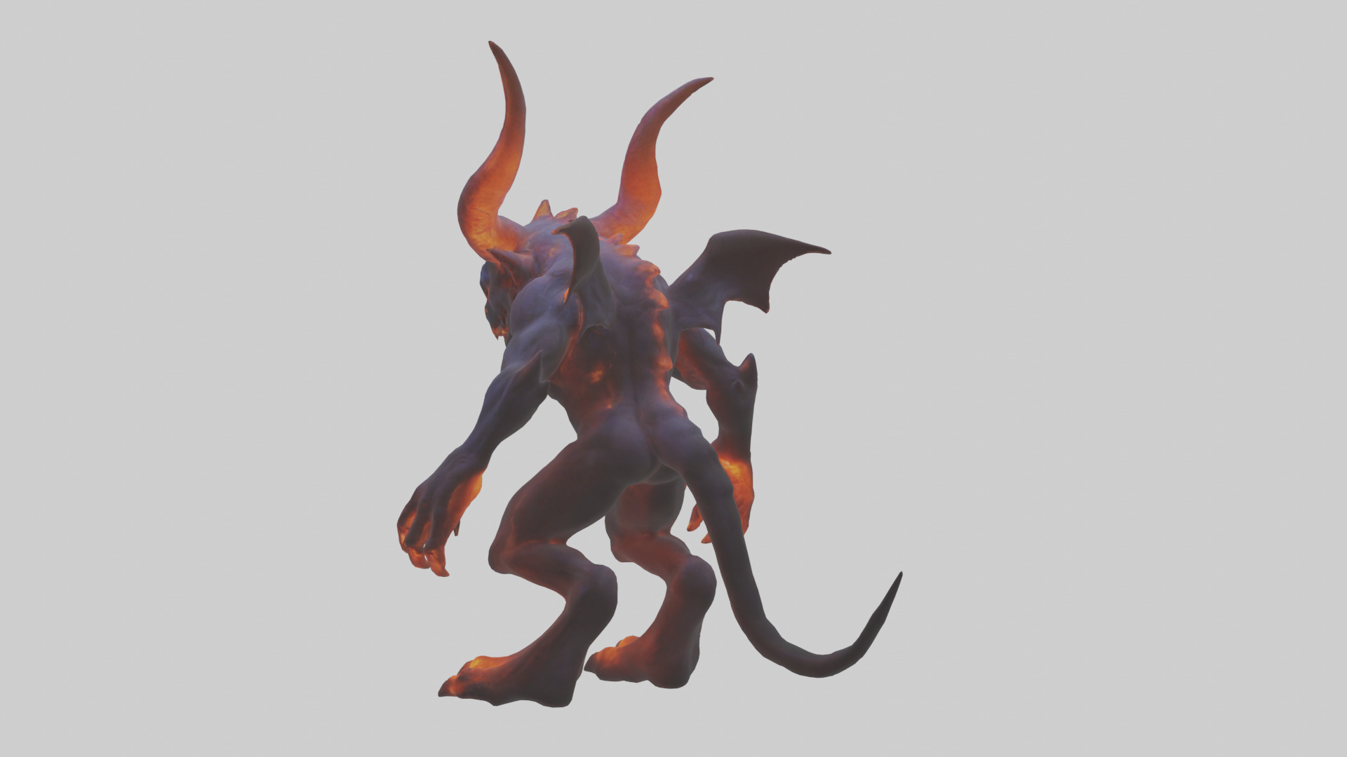 Glowing demon model Low-poly 3D model_1