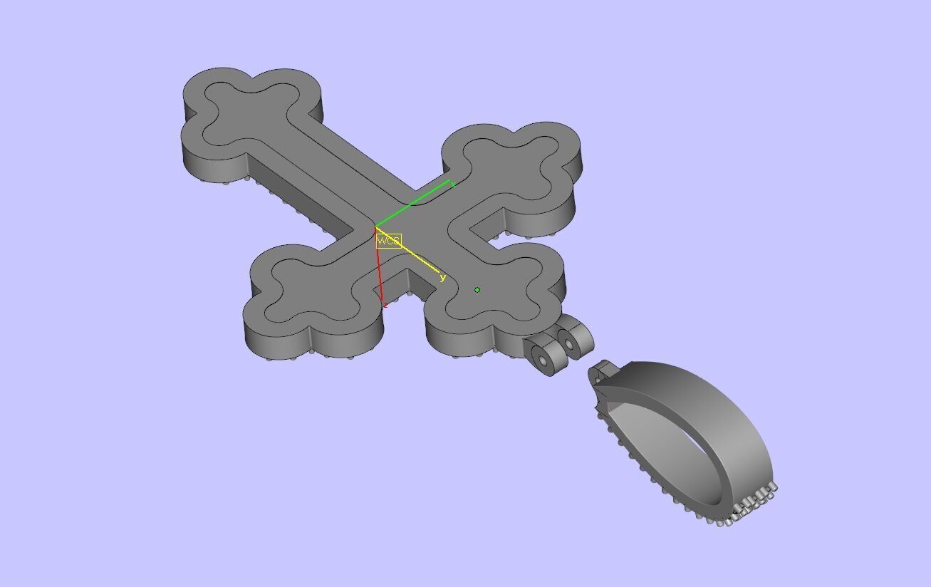 Diamond-Encrusted Gothic Cross Pendant 3D print model_23