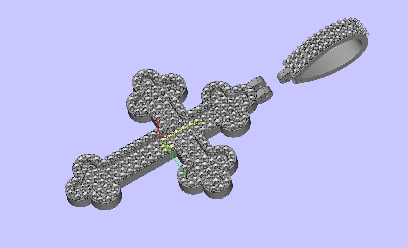Diamond-Encrusted Gothic Cross Pendant 3D print model_22