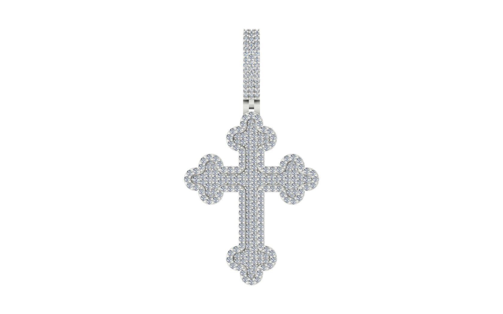 Diamond-Encrusted Gothic Cross Pendant 3D print model_14
