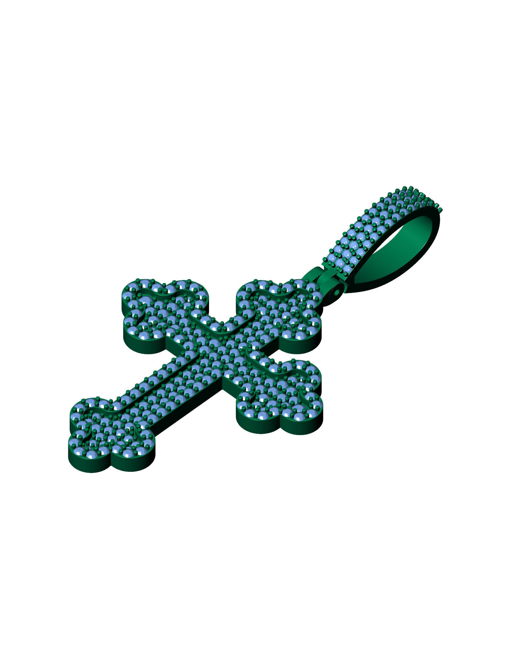 Diamond-Encrusted Gothic Cross Pendant 3D print model_11