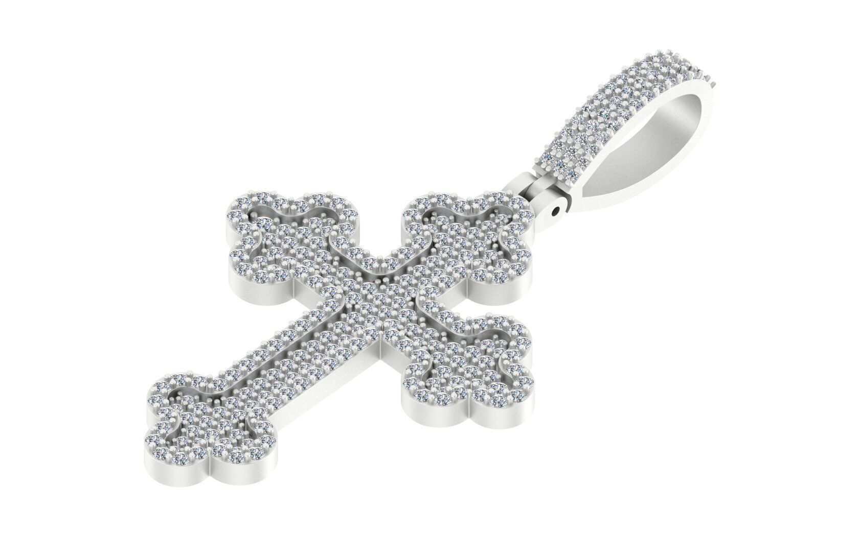 Diamond-Encrusted Gothic Cross Pendant 3D print model_5