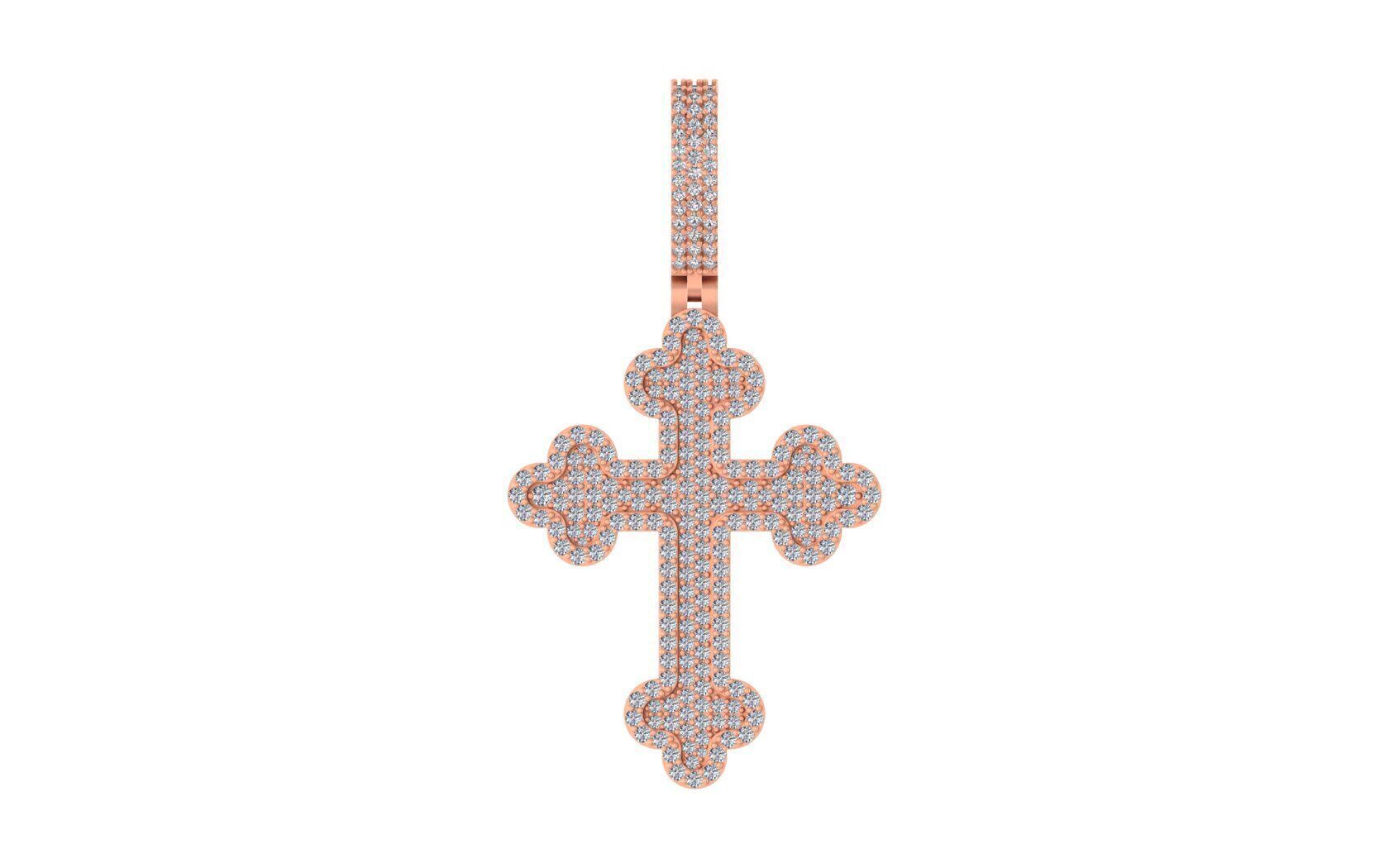 Diamond-Encrusted Gothic Cross Pendant 3D print model_24