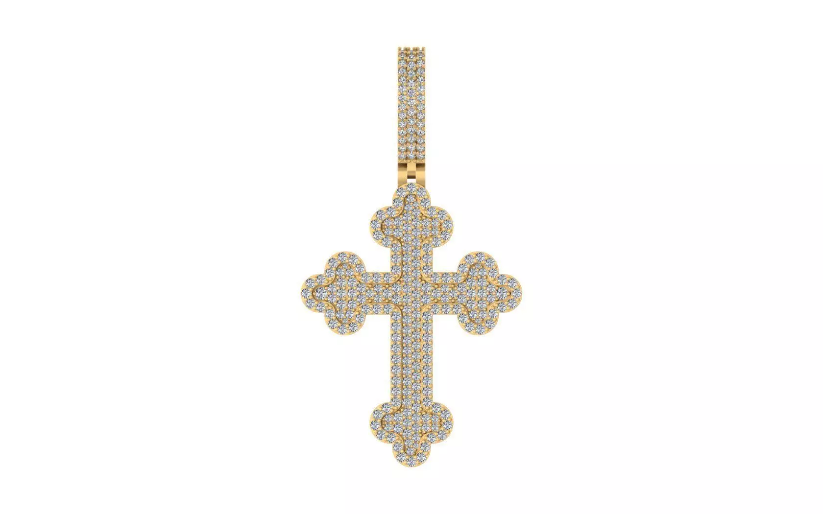 Diamond-Encrusted Gothic Cross Pendant 3D print model_0