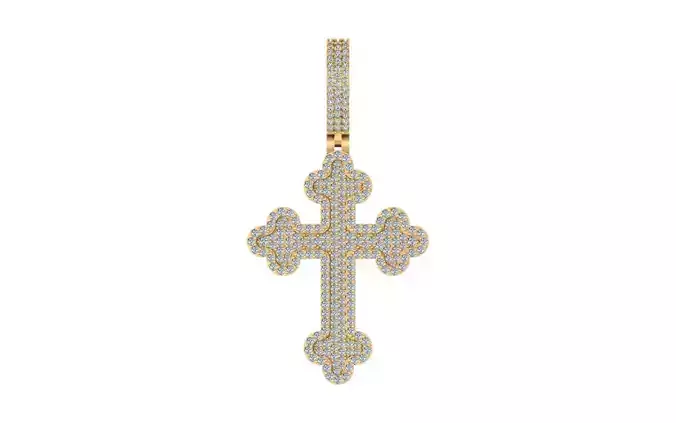 Diamond-Encrusted Gothic Cross Pendant