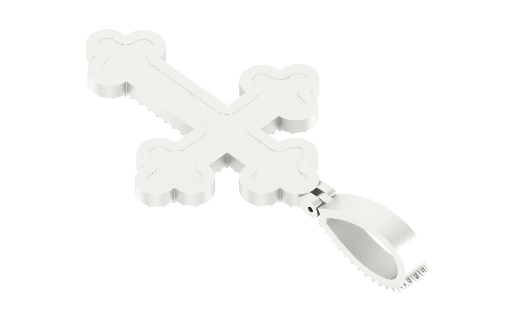 Diamond-Encrusted Gothic Cross Pendant 3D print model_8