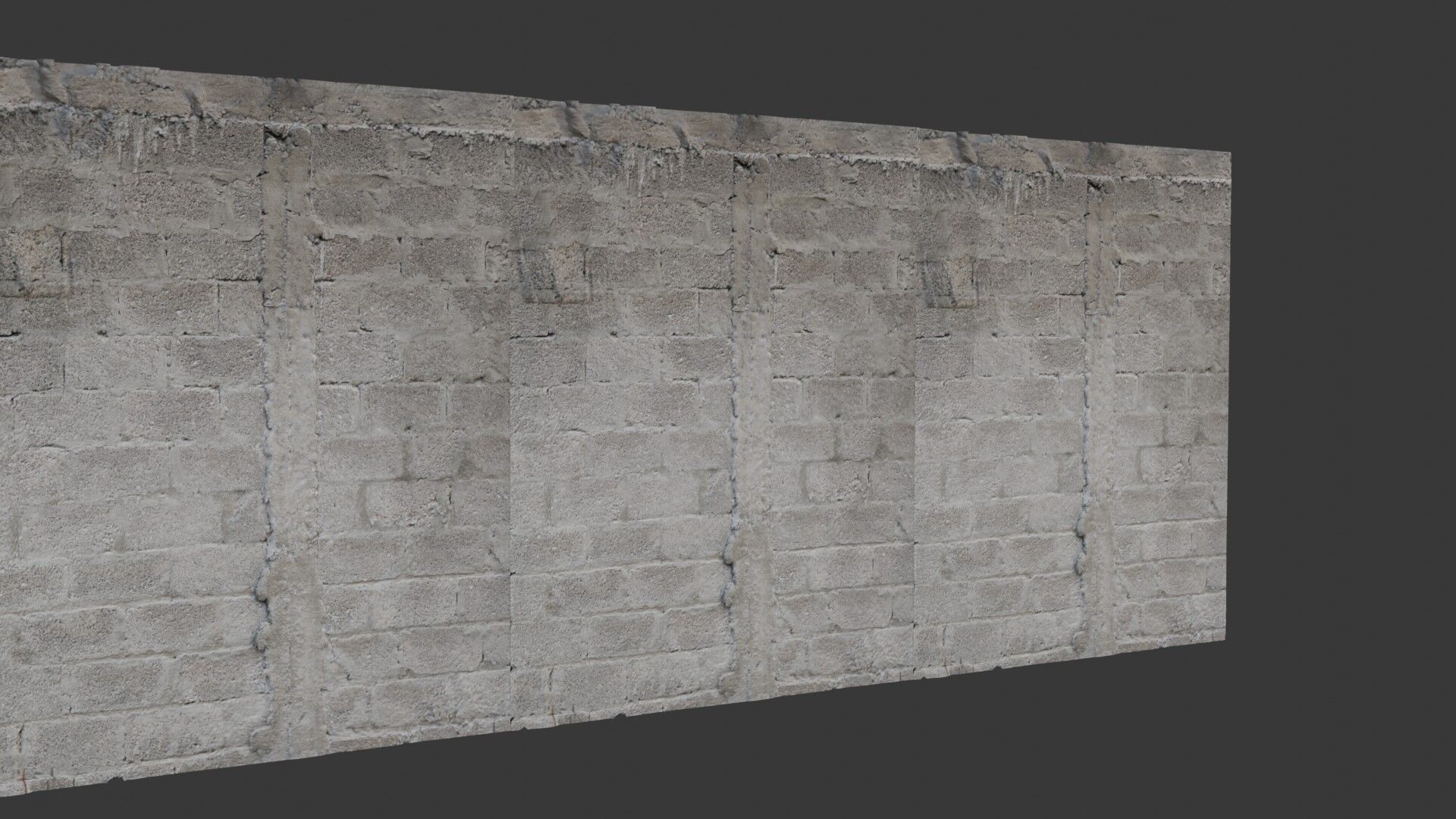 Weathered Concrete Brick Wall 3D Scanned PBR Texture Low-poly 3D model_3