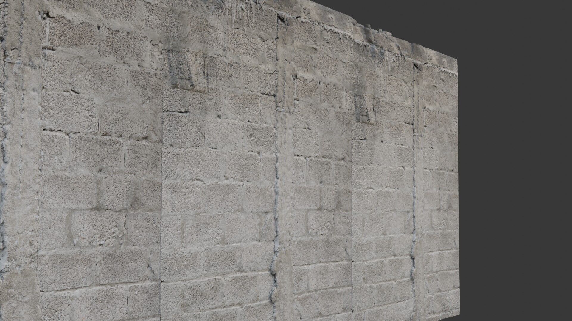 Weathered Concrete Brick Wall 3D Scanned PBR Texture Low-poly 3D model_6