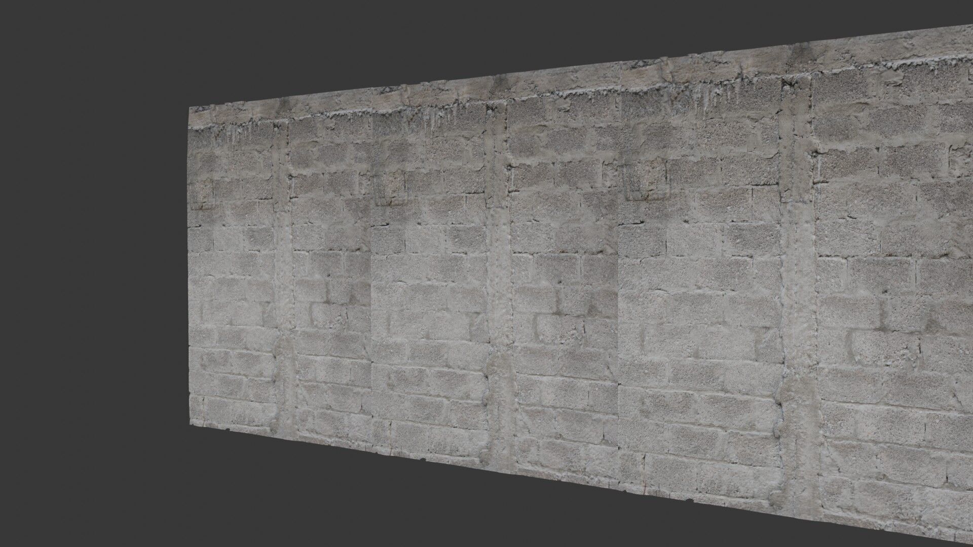 Weathered Concrete Brick Wall 3D Scanned PBR Texture Low-poly 3D model_4