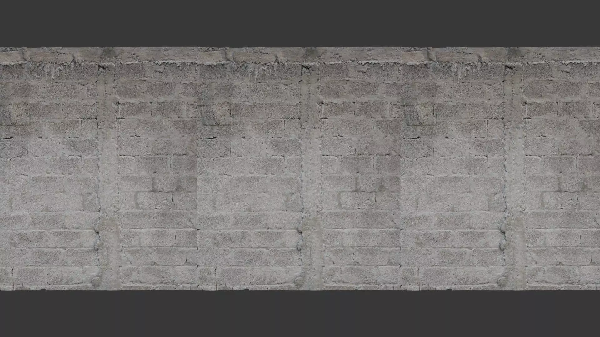 Weathered Concrete Brick Wall 3D Scanned PBR Texture Low-poly 3D model_0