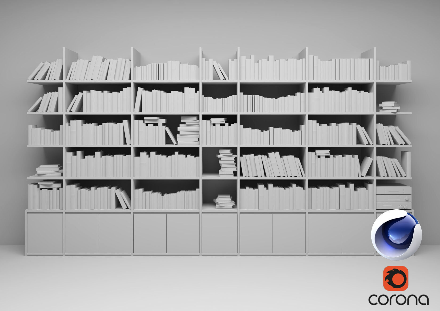 Bookshelf - Corona - C4D 3D model_2
