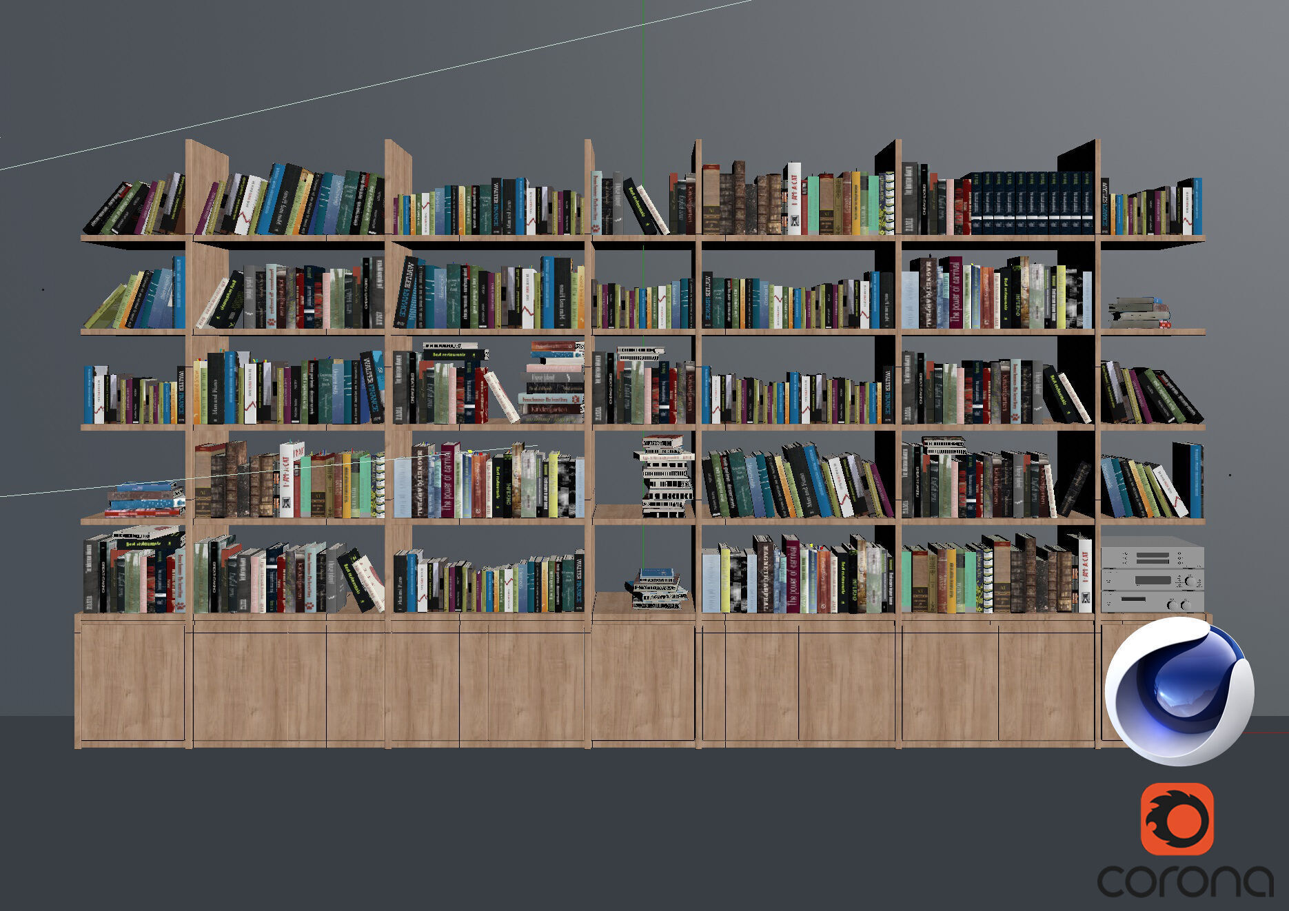 Bookshelf - Corona - C4D 3D model_4